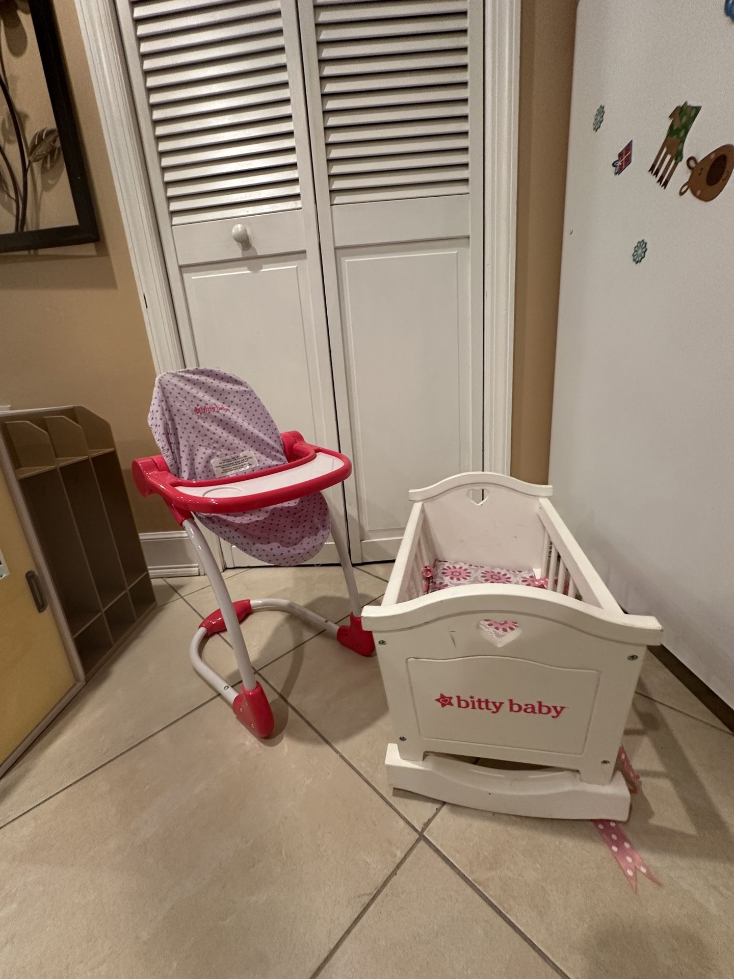 American Girl Crib And High Chair Doll Set