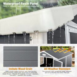 6ft x 6ft Plastic Outdoor Storage with Floor and Lockable Door Plastic Garden Shed for Backyard, Lawn, Gray