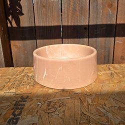 Marble Look Stone Pet Bowl – Dog Cat Food Water Dish – Pink Blush Heavyweight