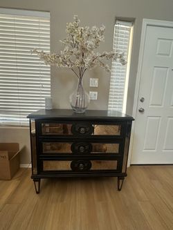 Black Mirrored Accent Dresser with Antiqued Mirror Panels