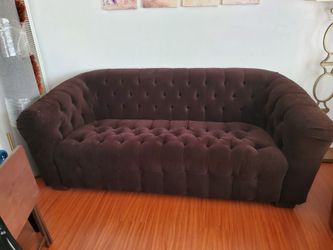 Ethan Allen brown velvet tufted couch