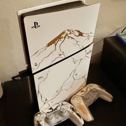 Ps5 Slim Disc Edition Ghost Of Yotei Limited Edition Ps5 With 2 Limited Controllers With Both Of Them Limited 2 Conroller Collors Black And Yellow 
