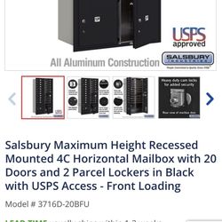 Salsbury Maximum Height Recessed Mounted 4C Horizontal Mailbox USPS Access