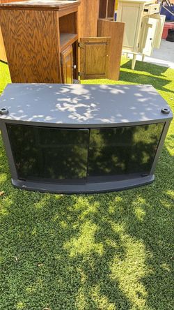 Black TV Stand with Glass Doors