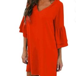 $30✨️🎀Tea & Cup red V-neck dress..Size M/L🎀✨️