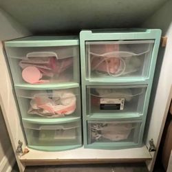 Set of 2: Teal Storage Drawers
