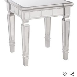 Silver Glass Sude Mirror End Table 