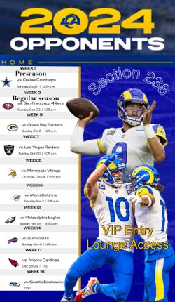 Rams 2024 Premier SEATS VIP Entry Up To 4 Tix