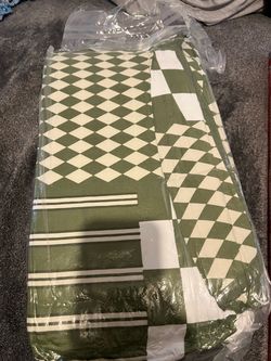 Green and White Checkered air mattress