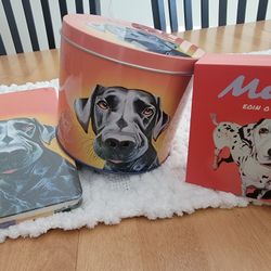Dog Theme Coasters, Tin Box, Notebbok