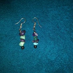 Malachite & Amethyst dangle earrings