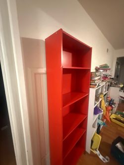 red bookcase