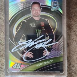 2022 Kurt Busch 45 Spectra Celestial Blue Prizm trading card No. 14 Autographed w/COA Sealed Gem Mint Condition 