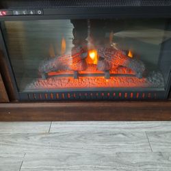 Media Wooden Entertainment Fireplace 