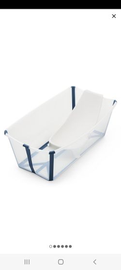 Stokke Flexi Bath Tub And Newborn Support Set In Transparent Blue