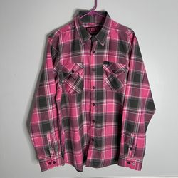 Dixxon Shreddy 3.0 Long Sleeve Flannel Shirt Mens Large Pink