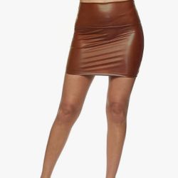 Camel Colored “leather” Mini Skirt Pleather