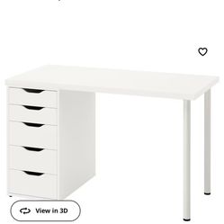 IKEA Desk White With 5 Drawers 