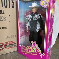 Barbie The Movie Ken Doll Cowboy Wearing Black and White Western Outfit HRF30