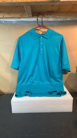 Men’s PGA Tour Golf ⛳️ Large Aqua Blue Short Sleeve Shirt 