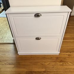 Wooden Shoe Rack Cabinet - White