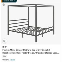 King Black Metal Canopy by DHP Furniture BRAND NEW