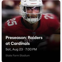 Raiders vs Cardinals - Front Row, 2nd & 3rd Available