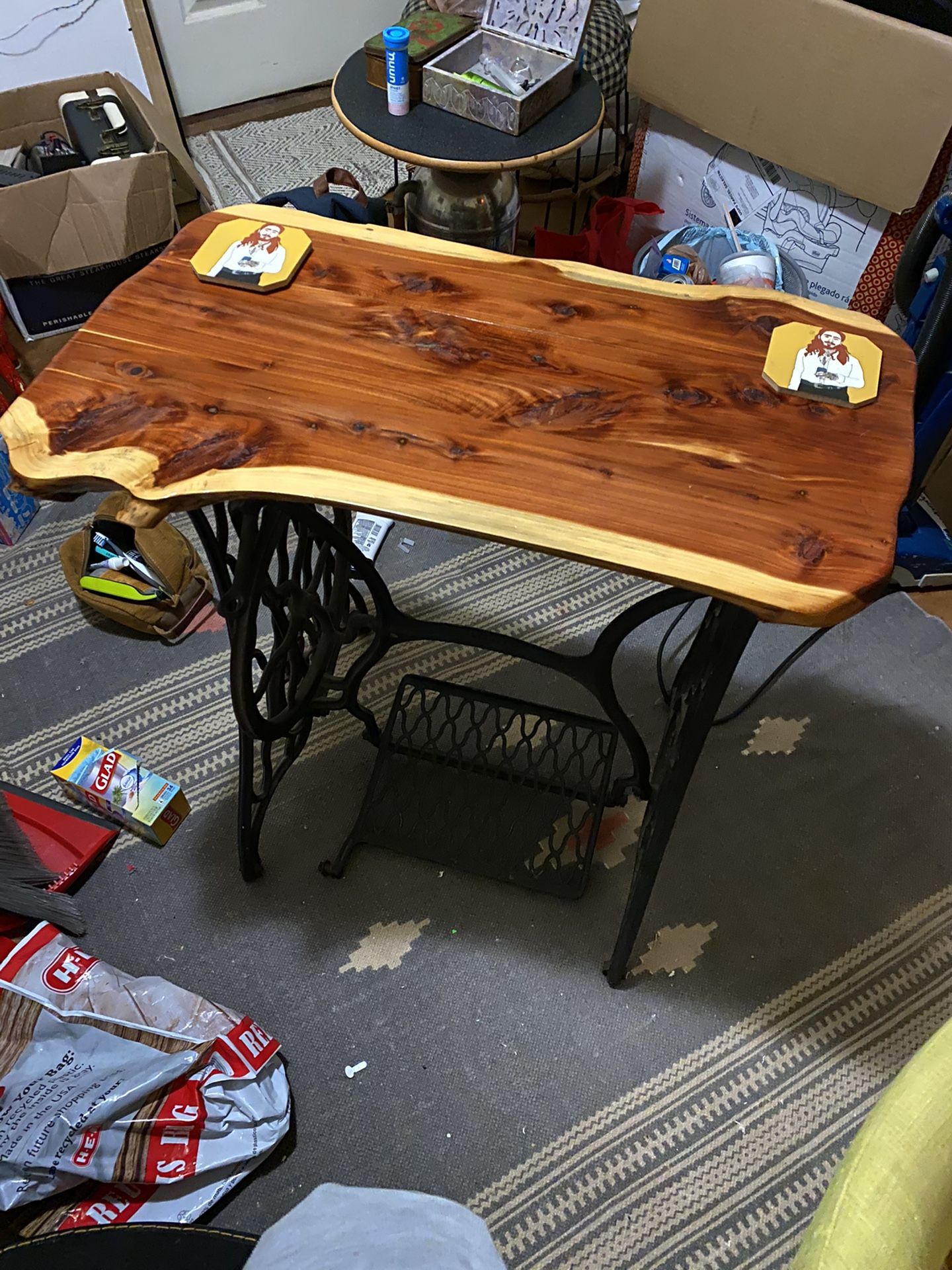 ••Cedar Top Desk w/ Singer Legs & White Co. Legs•• PRICED TO MOVE