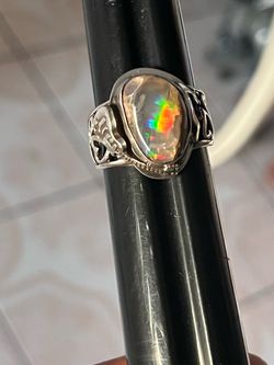 Natural Multicolor Opal ‘PinkFloyd’ Set Cocktail sterling silver sz 10
