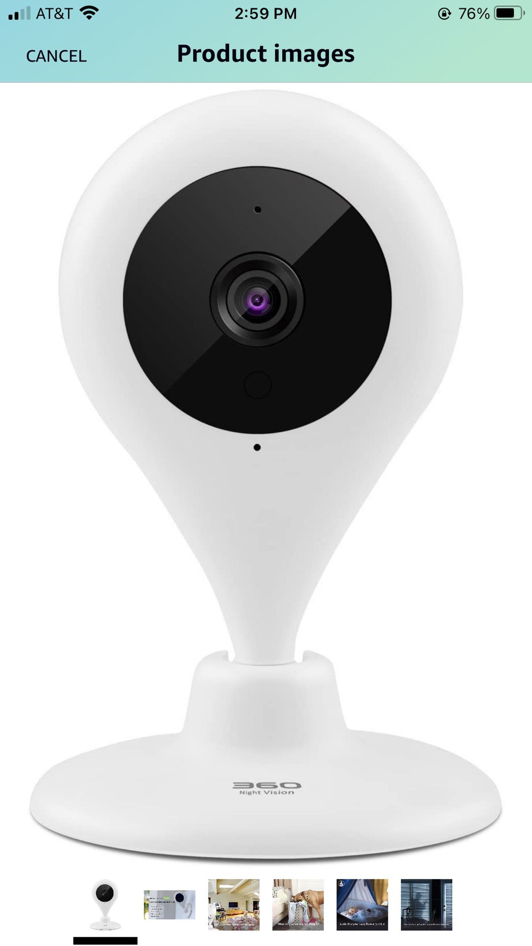 360 Home Security Camera IP Wireless Camera Surveillance System with Motion Detection Smart Camera - 720P White (US Edition).