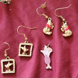 Piglet Earrings & Charm + Winnie The Pooh Earring