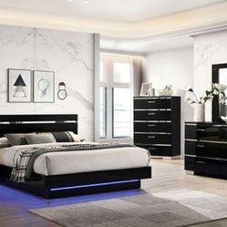 Brand New Black 4pc Queen Bedroom Set (Available In California & Eastern King)