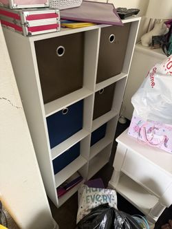 Shelf With Storage Boxes MUST GO