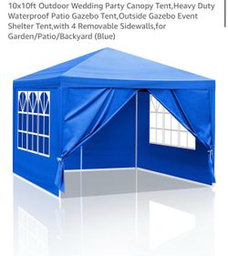 10x10ft Outdoor Party Tent, Patio Canopy Tent Gazebo with Removable Sidewalls