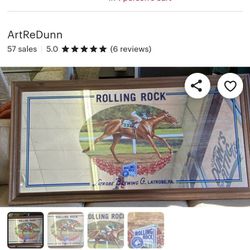 Vintage Rolling Rock Bar Mirror