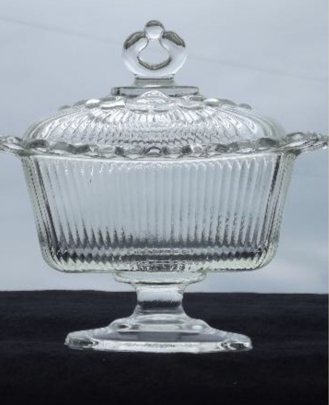 Depression glass footed dish