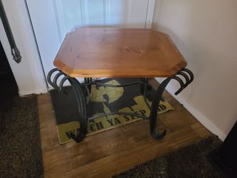 Unique Metal and Wood Side Table