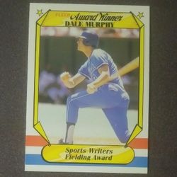 1987 Fleer Dale Murphy Atlanta Braves #26 Award Winner Sports Writers Fielding Baseball Card Vintage Collectible Trading MLB Major League Pro