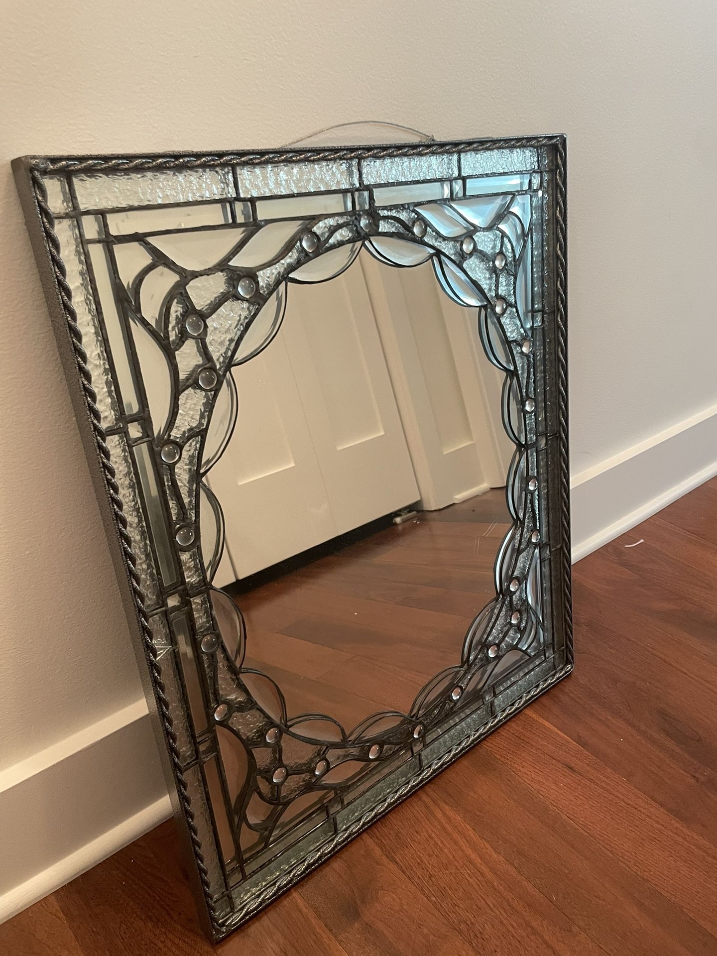 Antique Leaded Glass Mirror