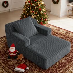 45” Chaise Lounge Chair Indoor for Living Room, Dark Gray (Set of 2)