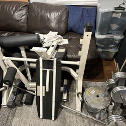 Gym Weight Set and Weight Bench