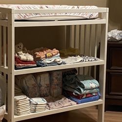 Children Infant Changing Table with Pad, White