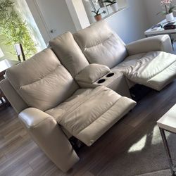 Mindanao Dual Power Leather Reclining Loveseat with Console