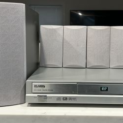 KLH DVD HOME THEATRE SYSTEM DVD PLAYER DVD33 SILVER WITH 5 SPEAKERS AND SUBWOOFER