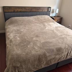King Size Bed Frame w/ Side Table and Light