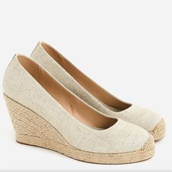 J. Crew Seville espadrille wedges in metallic canvas size 12