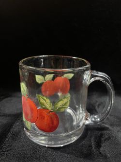 Vintage Libby Glass Company Harvest Fruit Red Apple USA Coffee Tea Mug Cup