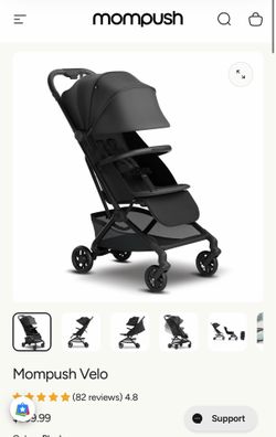 Mom push velo travel stroller black