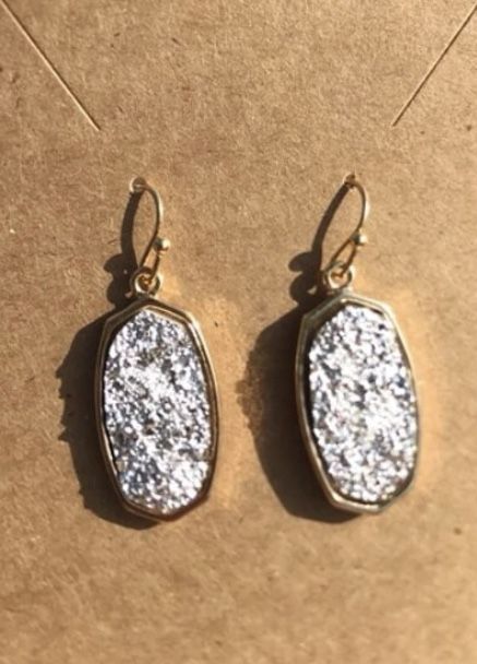 Silver Crusted Drop Earrings