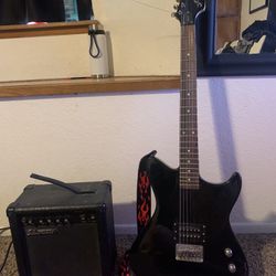 electric guitar with amp